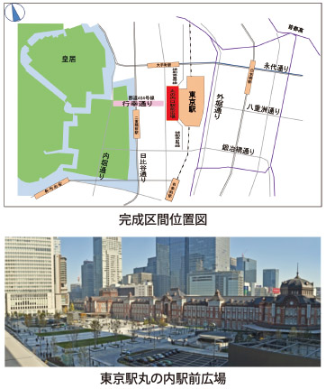 完成区間位置図・東京駅丸の内駅前広場
