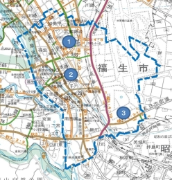 福生市の事業の地図