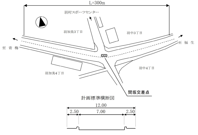 歩道設置事業(羽加美・羽中地区)の図