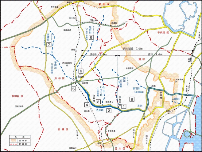 渋谷川・古川の地図