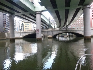 日本橋川・亀島川流域連絡会　首都高速道路の下を流れる日本橋川の写真