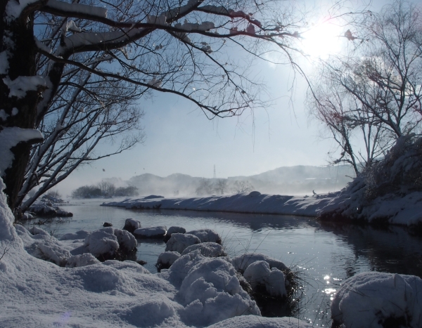 風景部門河川部長賞「雪上がりの朝」の写真