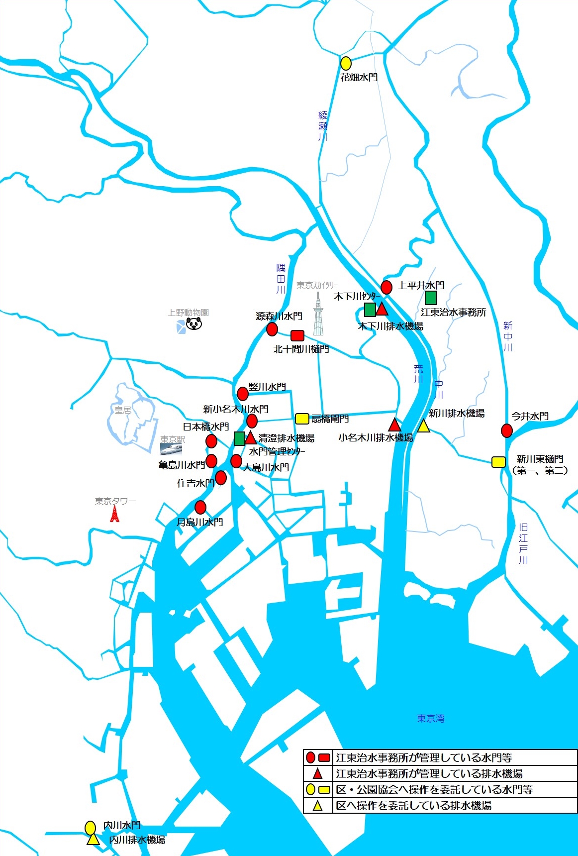 水門・排水機場（イメージマップ）|水門管理事業|東京都建設局