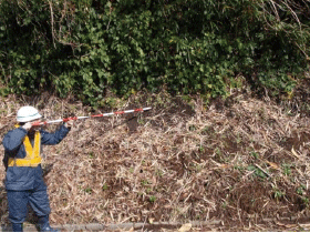 道路災害防除事業 斜面の点検状況の写真
