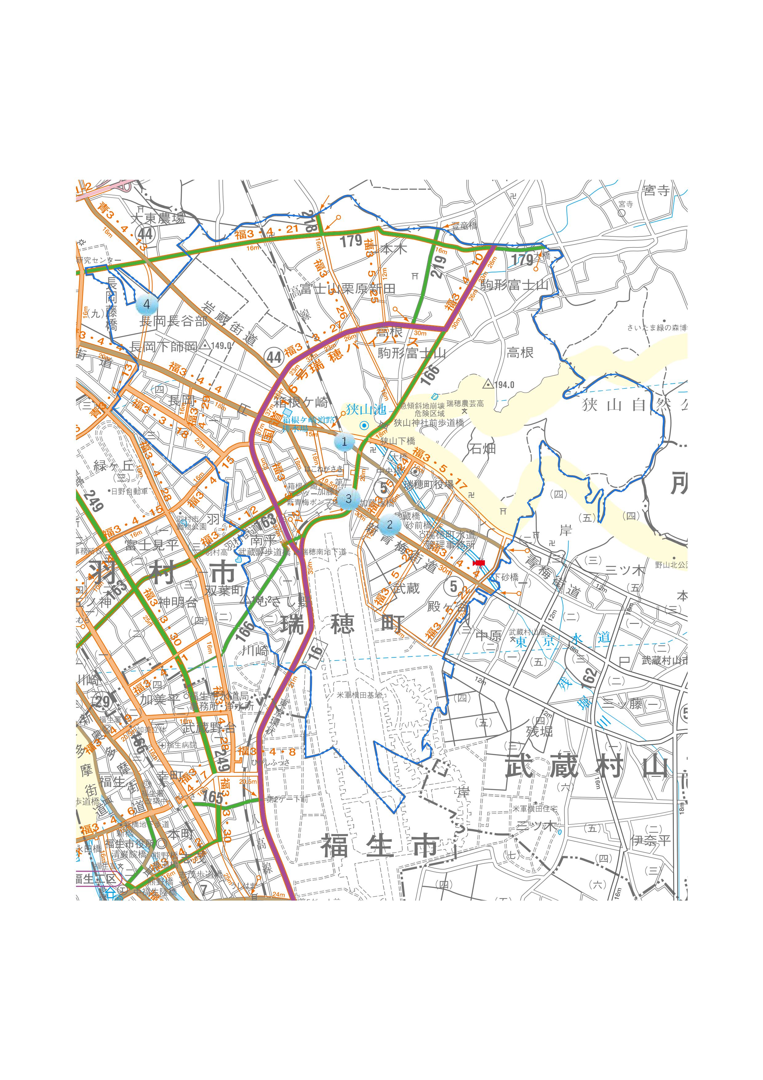 瑞穂町管内の主要な事業の図