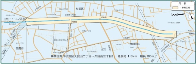 事業の概要（放射第5号線）の平面図