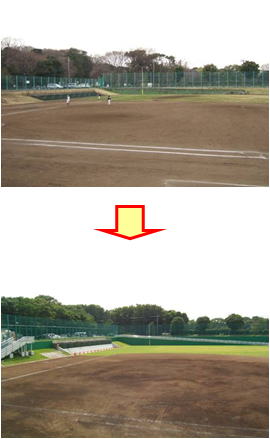 和田掘第六調節池の施工前施行後の写真