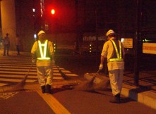 路面清掃　歩道の清掃の写真