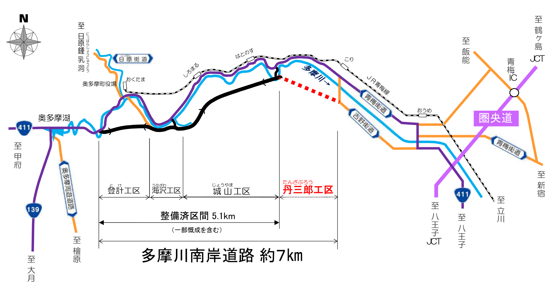 多摩川南岸道路整備事業の図