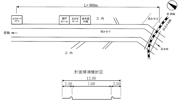 歩道設置事業（三内地区）の図