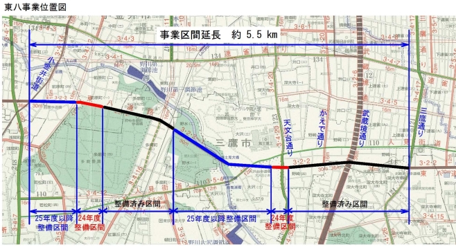 図　東八道路事業位置図