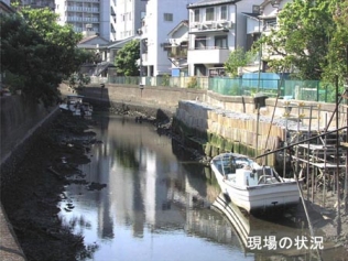 内川護岸耐震補強工事（新橋上流）現場の状況の写真