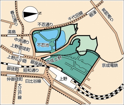上野恩賜公園周辺図
