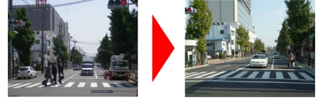 野猿街道（八王子市子安町）無電柱化工事、左整備前右整備後
