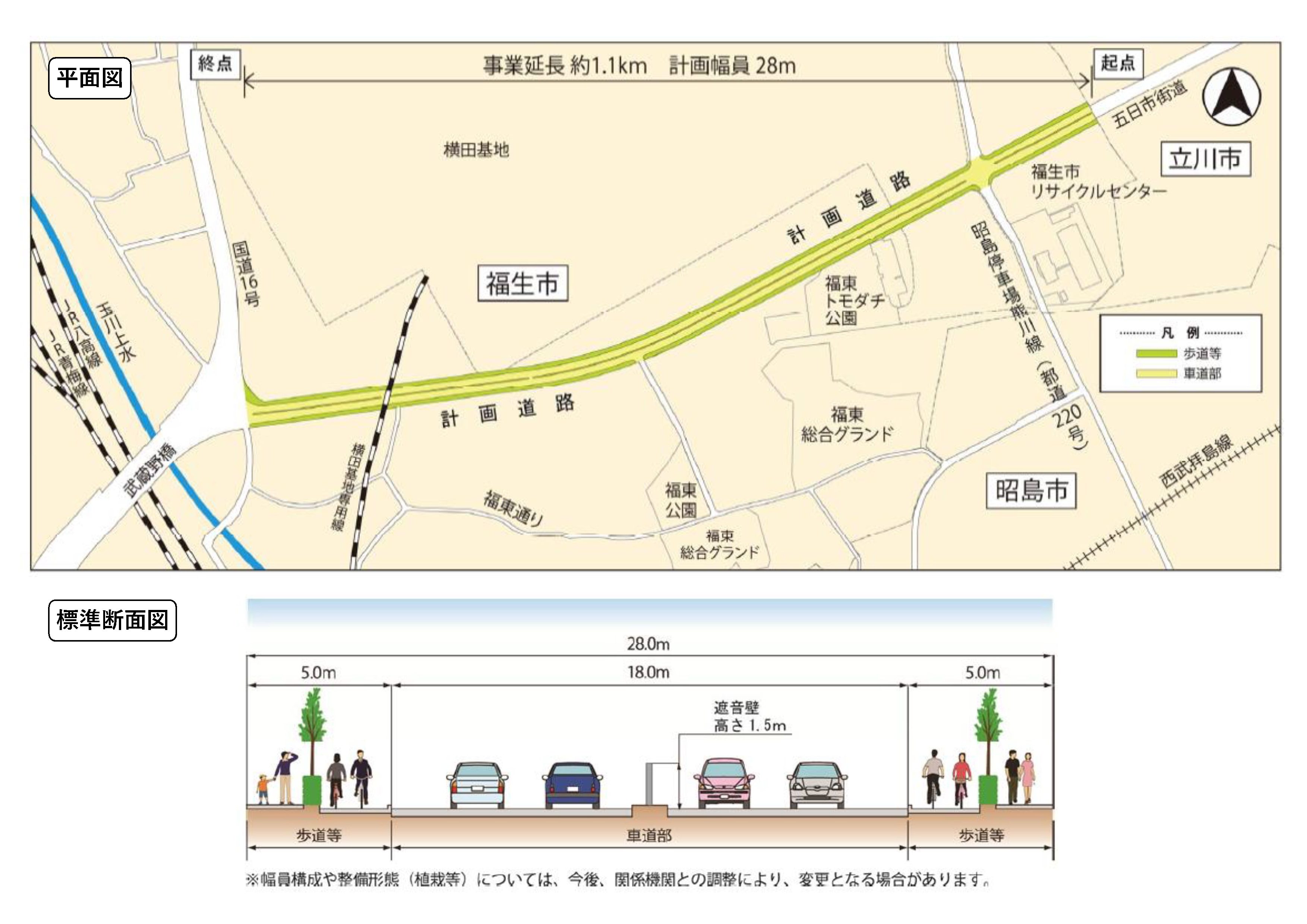 道路整備事業（福生３・３・３の１）の図